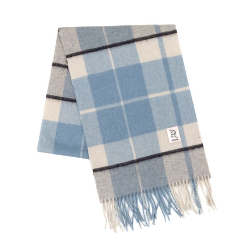 RECLOW RECLOW LAND 100% Cashmere Check Muffler Blue