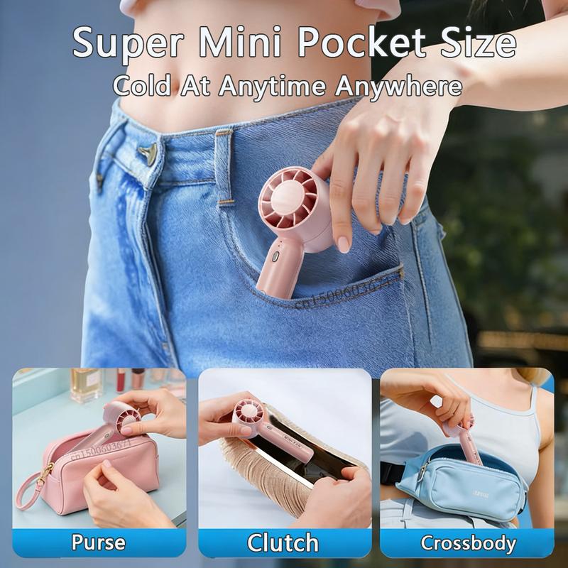 Portable Mini Handheld Fan USB Hand Fan Rechargeable Portable Outdoor Small Pocket Fan 3 Speed Mini Desk Fan with Phone Stand