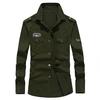 Mens  Casual Military Cargo Slim Button Long Sleeve Dress Shirt Top Blouse