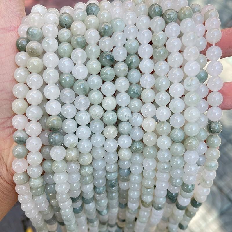 Natural Ice Green Jade Beads Round Loose Spacer Jades Beads For Jewelry Making Diy Bracelet Necklace Accessories 4 6 8 10mm 15”