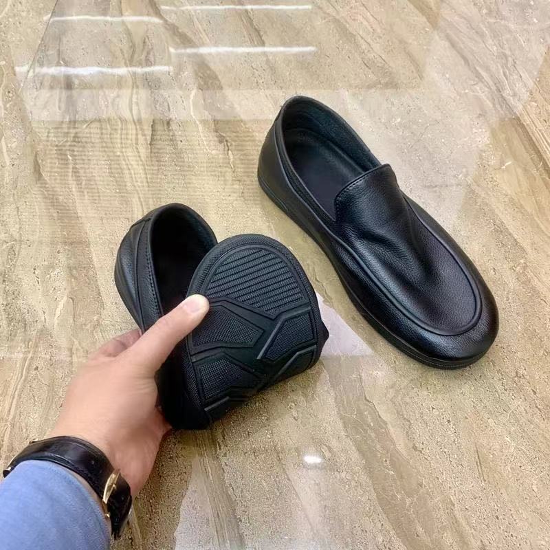 Summer New Leather First Layer Cowhide Casual Dress Leather Breathable Business Men British One Pedal Doudou Soft Bottom