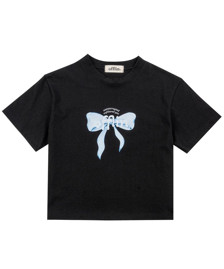 Opeullin Ribbon Crop T-Shirt Black
