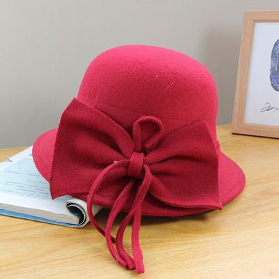 Korean Version Of Autumn And Winter New Fashion Fringed Big Bow Woolen Top Hat Women'S Fashion Versatile Dome Hat