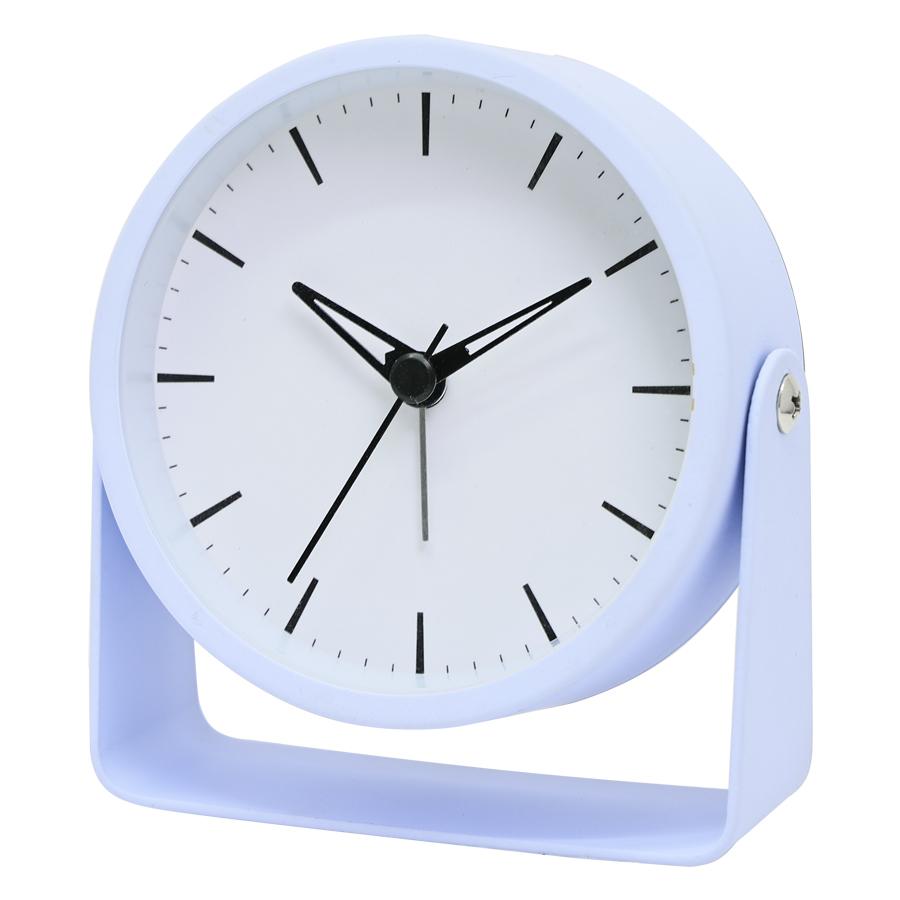 1pc 4.5 inch metal rotating quartz alarm clock, simple desktop silent clock, suitable for home and office decoration