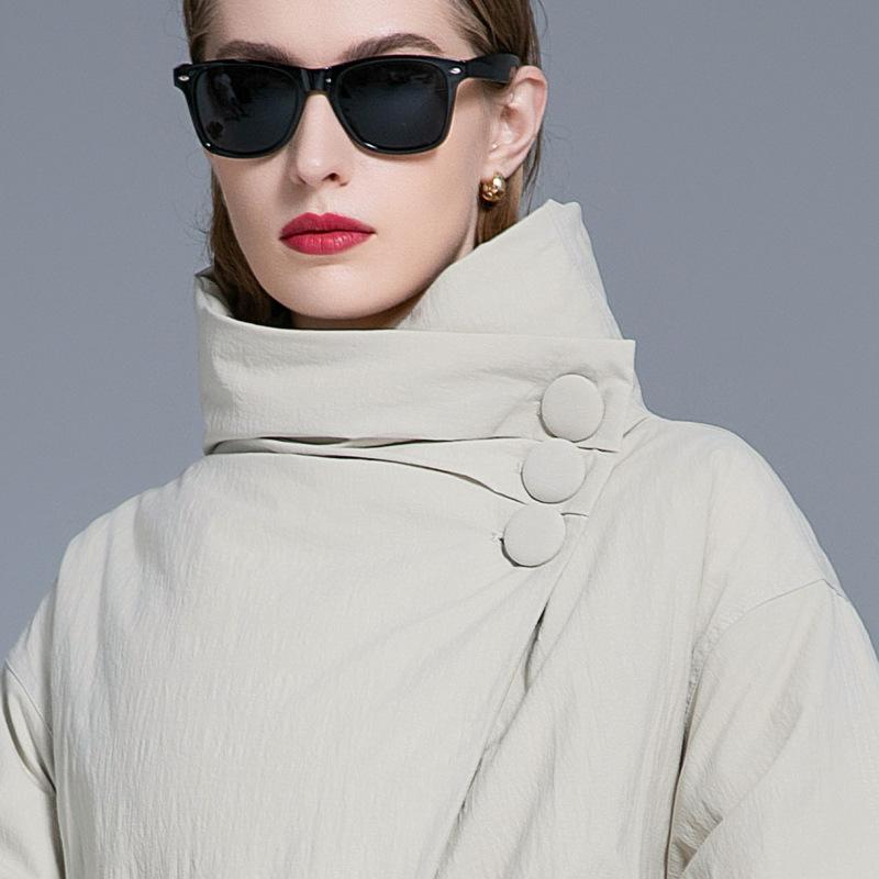 pleated kinked belt loose new down jacket women's long large size thin design white duck down jacket