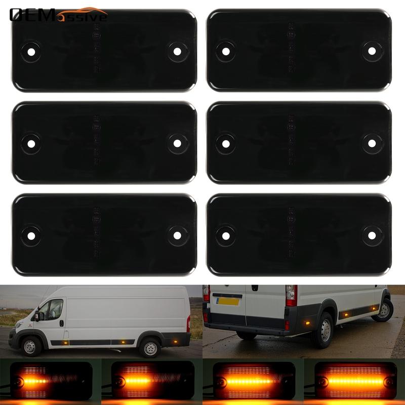 

6x Dynamic Amber Smoked Lens LED Side Indicator Marker Light for Fiat Ducato Citroen Relay Peugeot Boxer Iveco Daily VOLVO FE FL