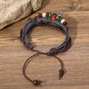 European and American Popular Hand-Woven Retro Leather Bracelet with Alloy Note and Cowhide Rope.