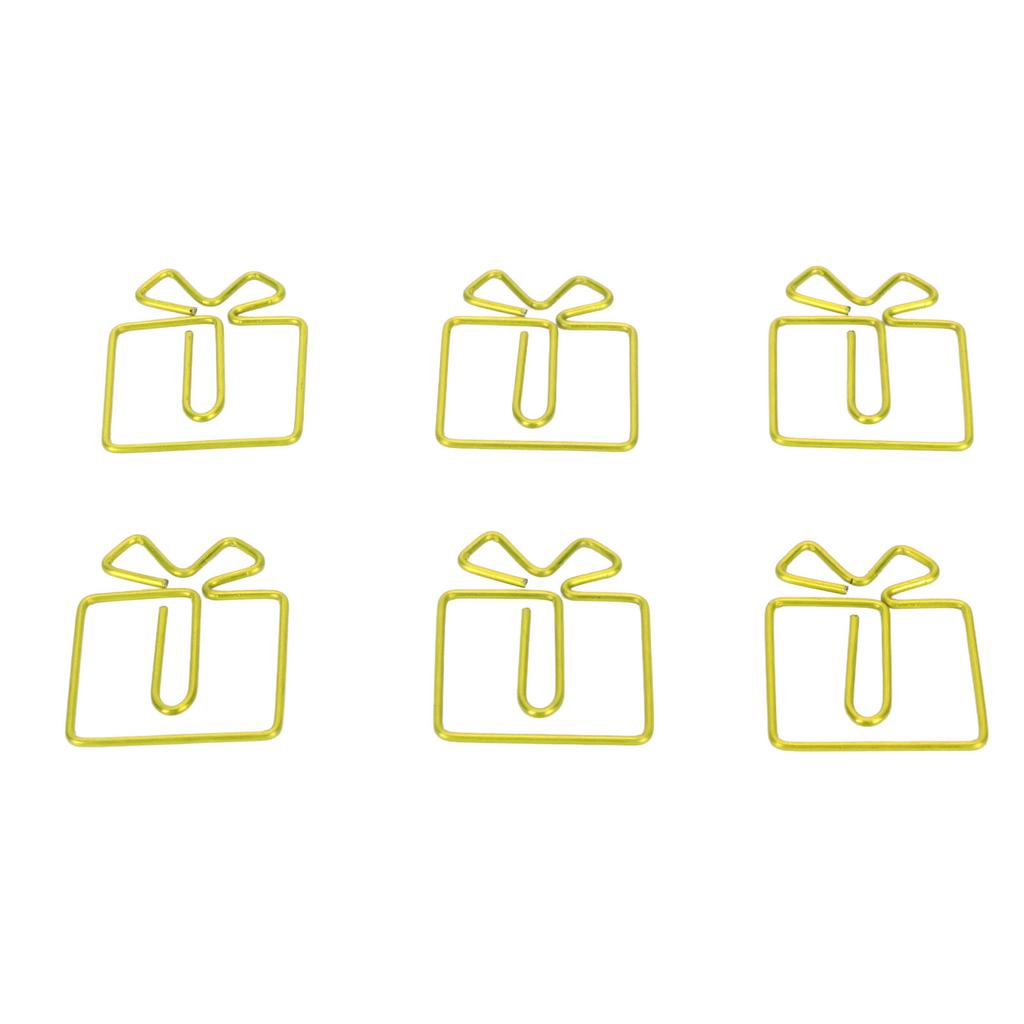 100pcs Paper Clips Christmas Gift Box Shape Increased Skid Resistance Rust Prevention Colorfast Office Paper Clips Green