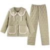 Three-Layer Thickened Padded Cotton Winter Pajamas Women'S Fleece Thickened Coral Fleece Padded Jacket Can Be Worn Outside Loungewear Warm Suit