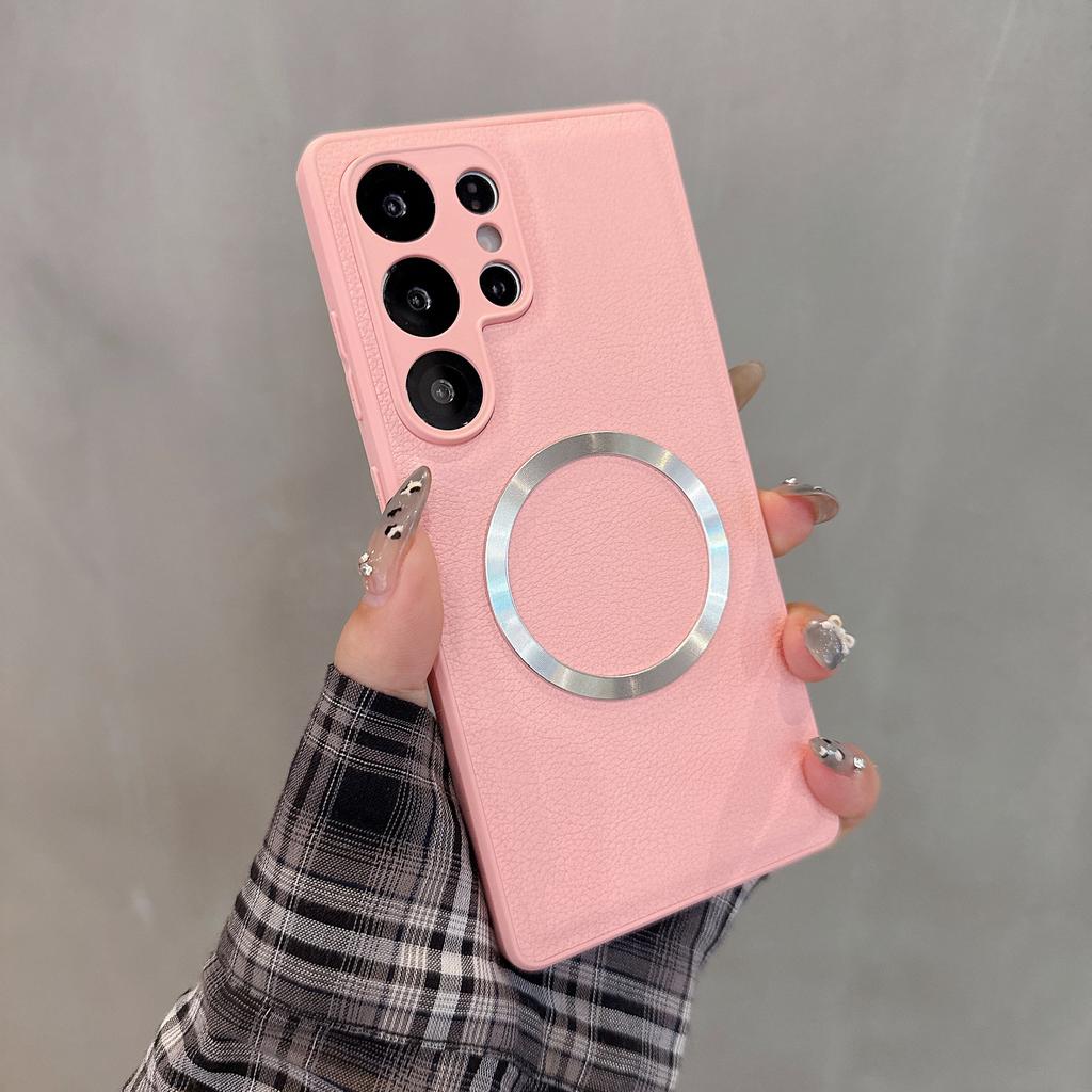 Magnetic Wireless Charging Case For SamSung Galaxy S25 Ultra S24 Plus S23 S22 S21 + PU Leather Shockproof Solid Color Cover