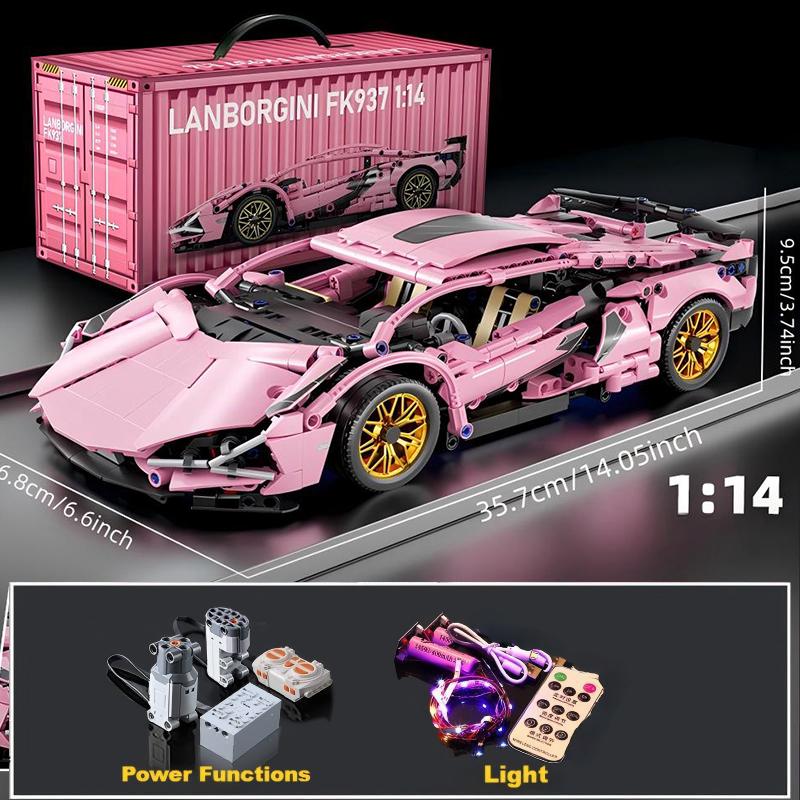 1:Mattoncini Super Auto da Corsa Scala 1:14, Kit Modello Veicolo Sportivo Fai-da-te Giocattolo da Costruzione Regalo per Ragazzi Bambini Età 8-12 14