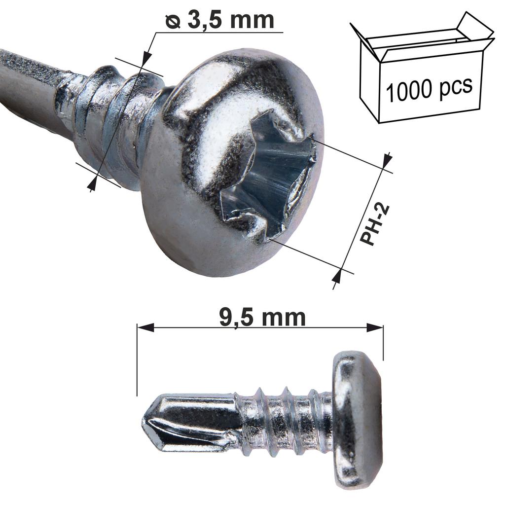 Kstex Flea Screws 3.5X9.5Mm B Galvanized