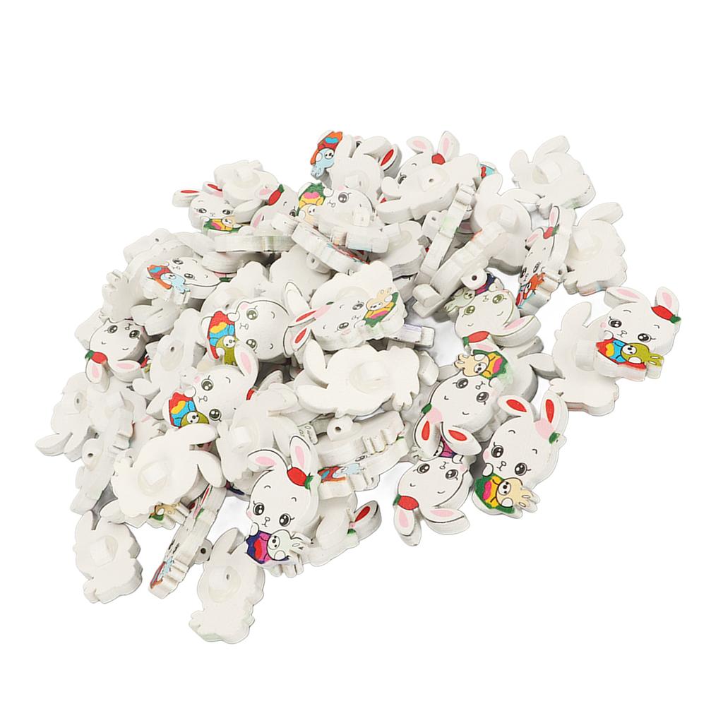 80pcs Wooden Bunny Buttons Exquisite Lightweight Wood Buttons Sewing Buttons with Small Hole for Clothes Knitting
