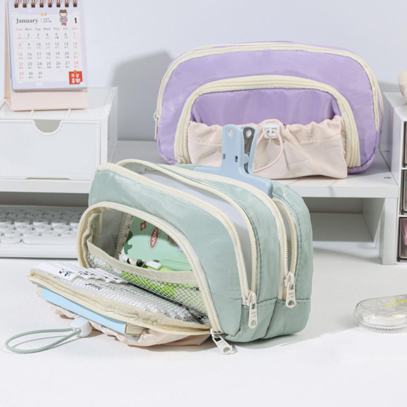 Large Capacity 3 Layered Pencil Bags Kawaii Front Pocket Pencil Pouch School Stationery Gifts Creative Pencil Case