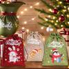 12PCS/Set Christmas Gift Bags Gift Wrapping Linen Fabrics Exquisite Party Gifts Cute Christmas