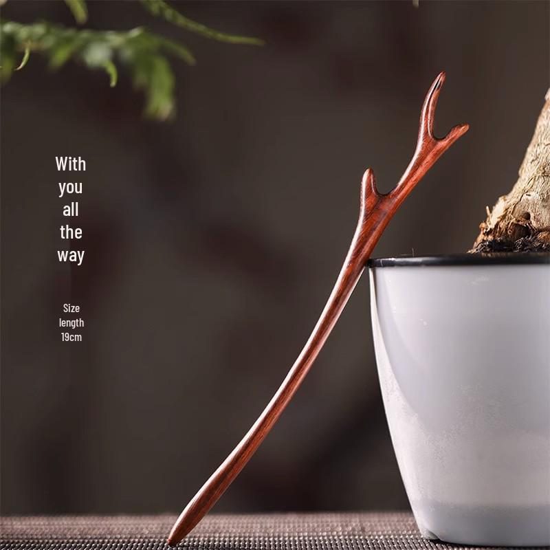 Red Sandalwood Women's Retro Hanfu Hairpins: Hollow Carved Moon Rabbit Wooden Ornaments