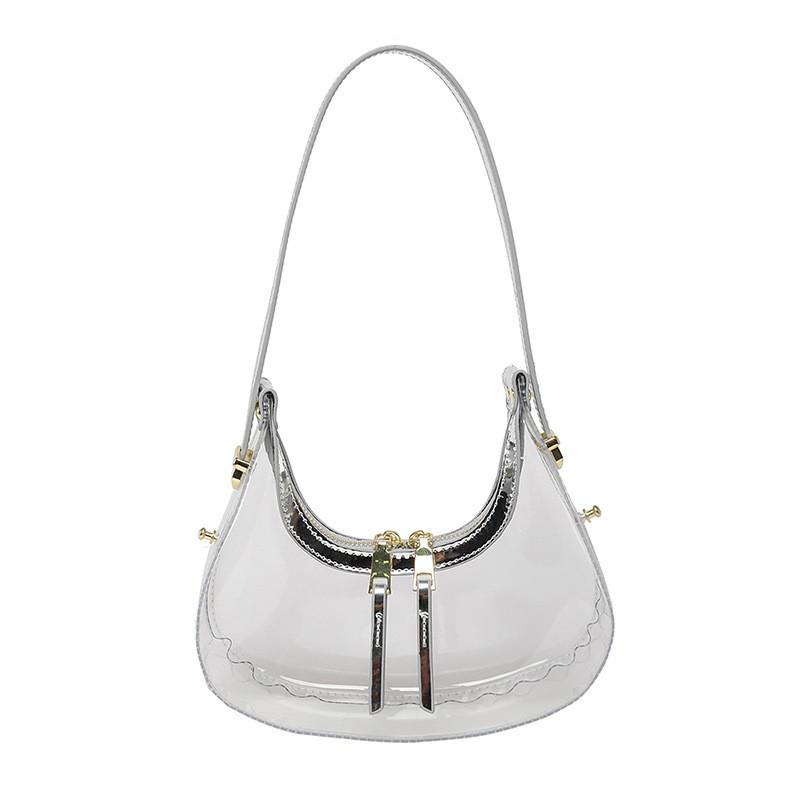 Handbag Transparent Women Summer Fashion Crescent Bag Zipper Closure Bags Travel