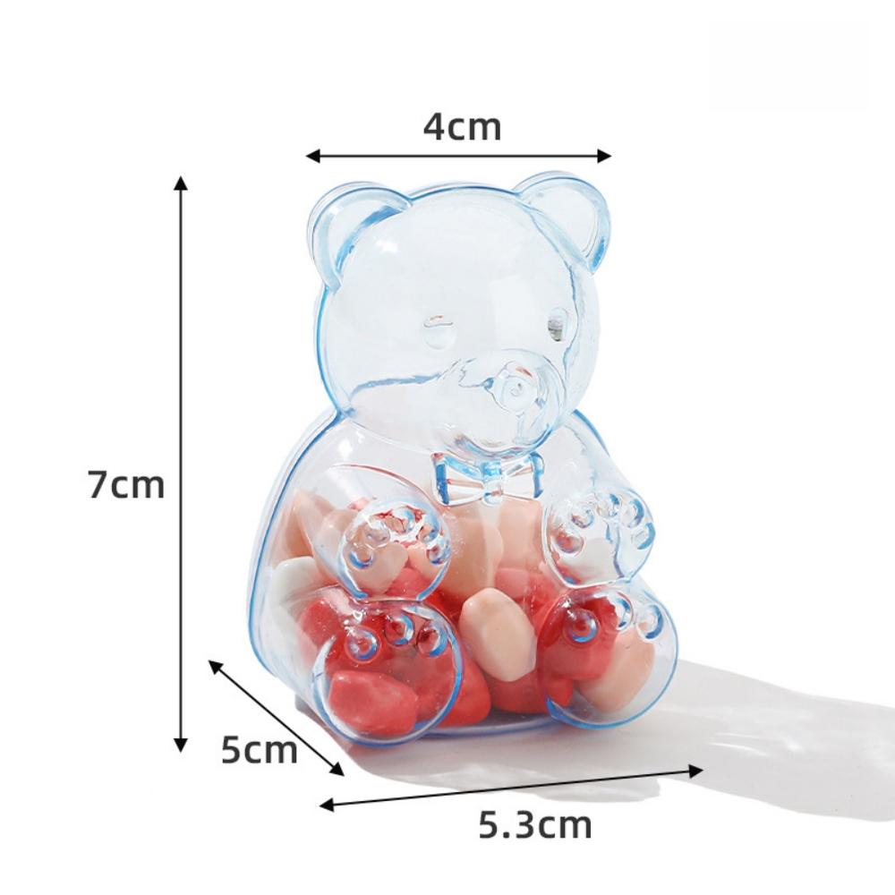 12Pcs Plastic Transparent Bear Tricolor Candy Box for Valentine's Day Wedding Easter New Year Christmas Party Candy Gift Box