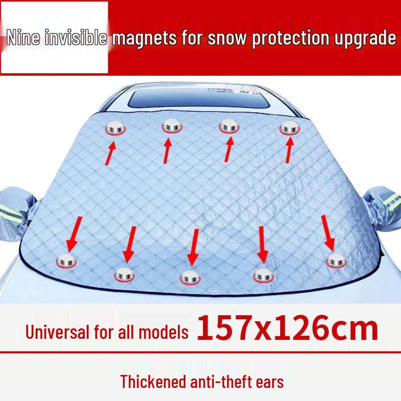Magnetic Anti-Freeze Car Windshield Cover: Thick Heat Insulation & Sunshade for Snow and Sun.
