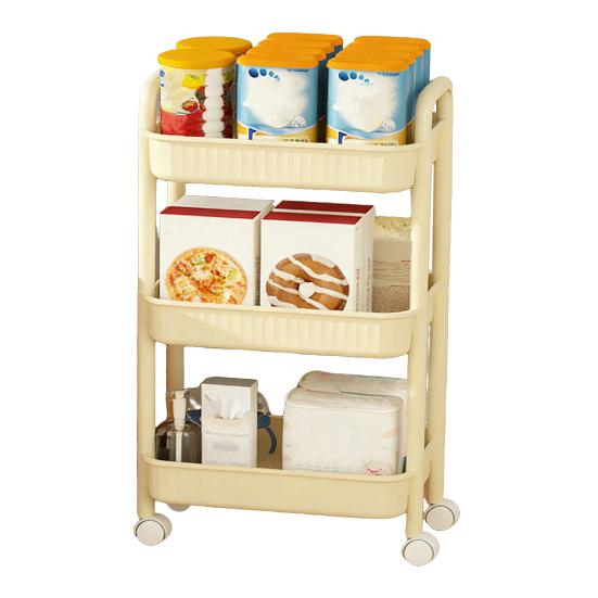 Küchenwagen Lebensmittelgeeigneter Kunststoff 2/3/4-stöckiger Aufbewahrungswagen mit leisen Rädern Schlankes Design Snacks Apartment Aufbewahrungswagen Universalwagen