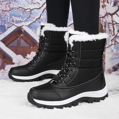 Mode Damen High-Top Stiefel Wasserdichte Schneestiefel Warme Winter Outdoor Walking Wanderschuhe Plüsch Baumwollschuhe