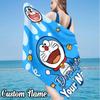 Custom Name Dora-emon Beach Towel - Soft, Ultra-Absorbent Microfiber, Lightweight, Perfect for Beach, Parties, Travel, Camping