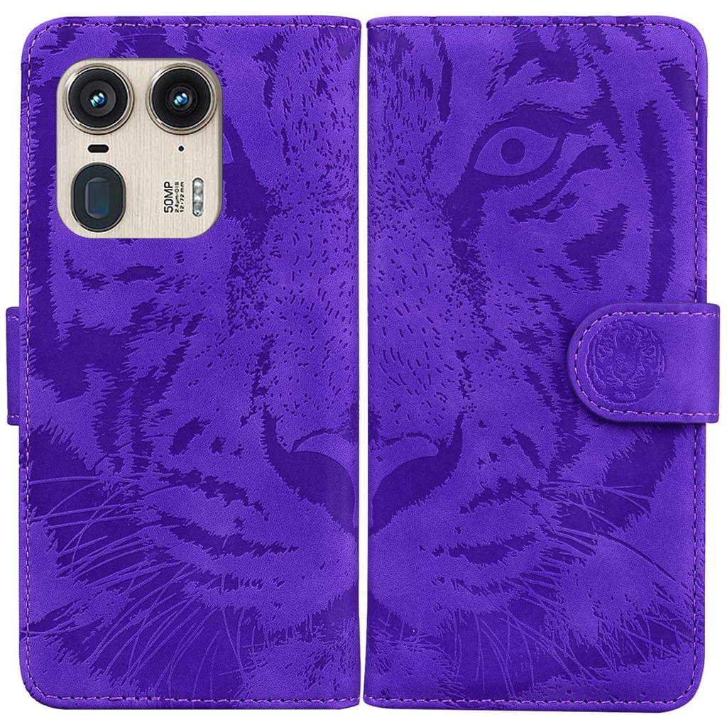 For Motorola Edge 50 Ultra 5G/Moto X50 Ultra 5G Case Tiger Imprint PU Leather Flip Phone Cover