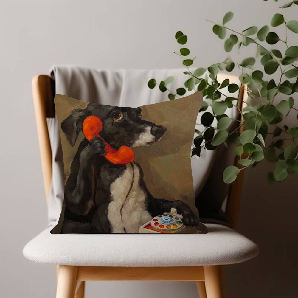 Funny Cute Puppy Eating Pizza Animal Cushion Cover Inches Farmhouse Decor Home Throw Pillow Covers for Couch Decorations