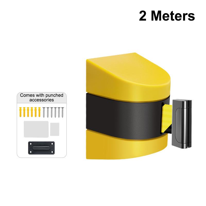 

2/3/5m Yellow Black Striped Retractable Belt Wall Mount Caution Belt Barrier Telescopic Belt No Drilling Easy To Assemble