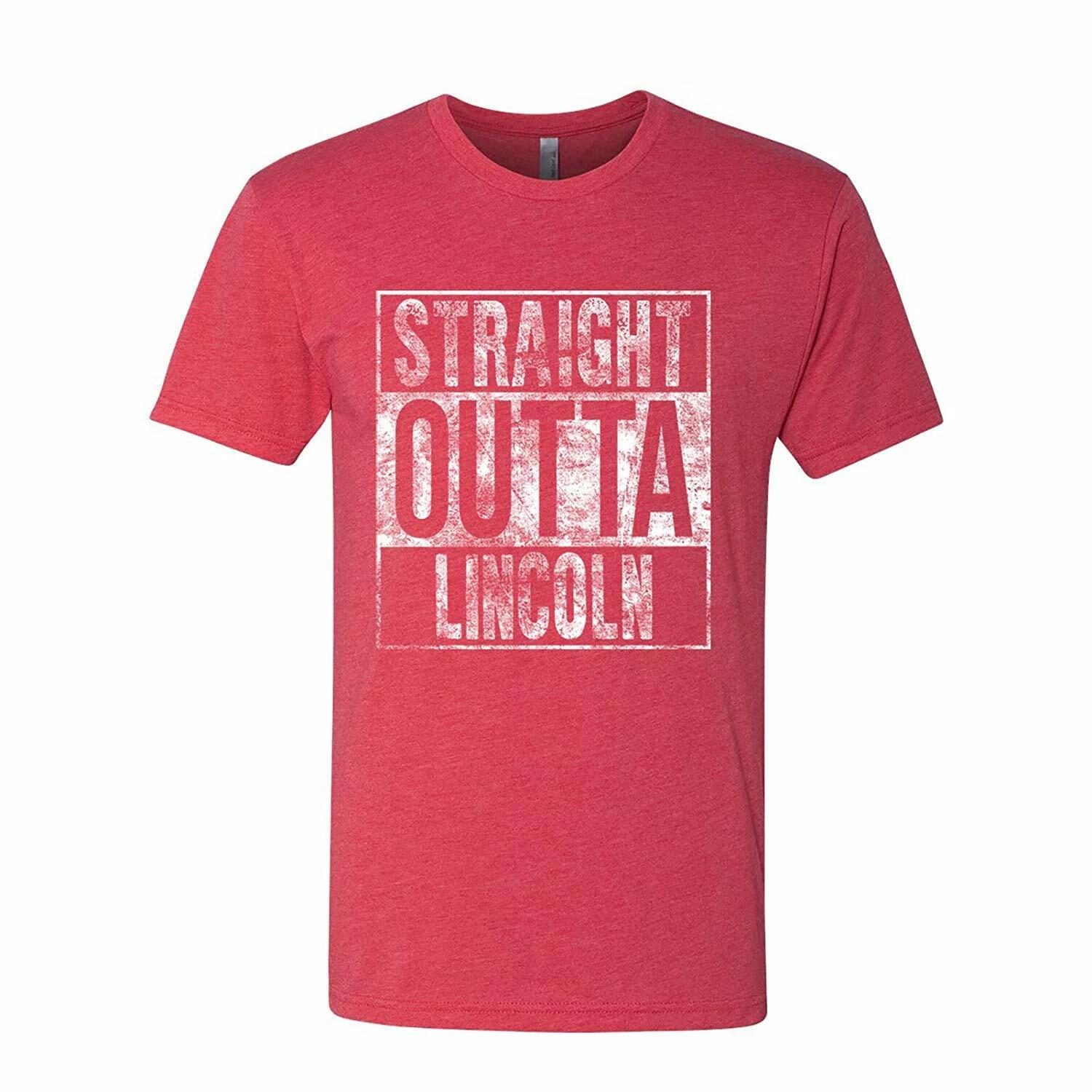 

Straight Outta Lincoln Baseball Football Triblend T Shirt - Heather Red M
