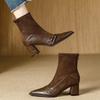 High Heels Women Ankle Boots Pointed Toe Chunky Leather Shoes Winter 2025 Sexy Pumps Elegant Chelsea Boots Mujer De Zapatillas