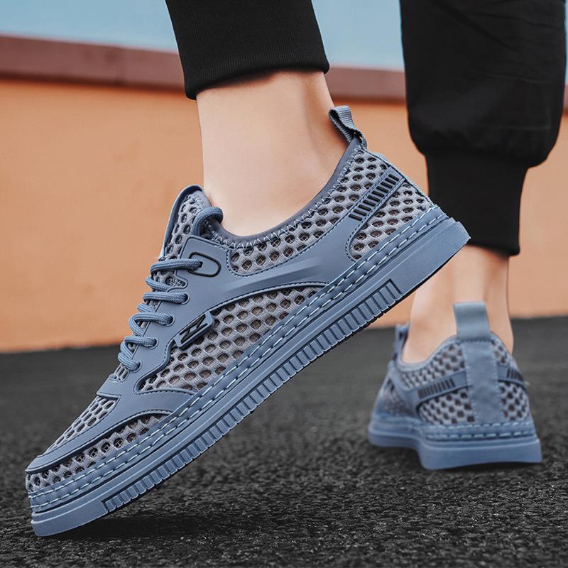 Men's Shoes Summer Mesh Breathable Sports Casual Mesh Shoes Men's Board Shoes Non-slip Lightweight Thin Hollow Mesh Trendy Shoes