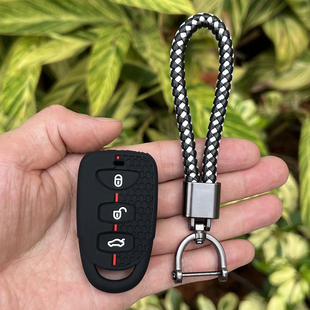 Silicone Car Key Case for Hyundai Kia Elantra Sonata Accent Tucson Sonata Santa FE Carens 2007-2011 Rubber Remote Cover Keychain