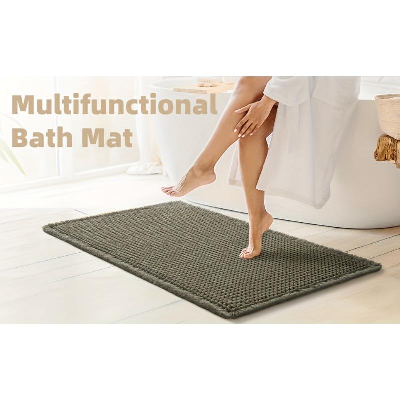 Ultra-Absorbent Waffle Bath Mat - Non-Slip, Machine Washable with Tassels, Rubber Backed Polyester Blend Rug for Bathroom Floor