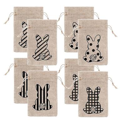 A95I-Easter Bunny Bags Easter Bunny Burlap Favor Sacks Jewelry Pouches Goody Bags For Wedding Favors Parties DIY Craft