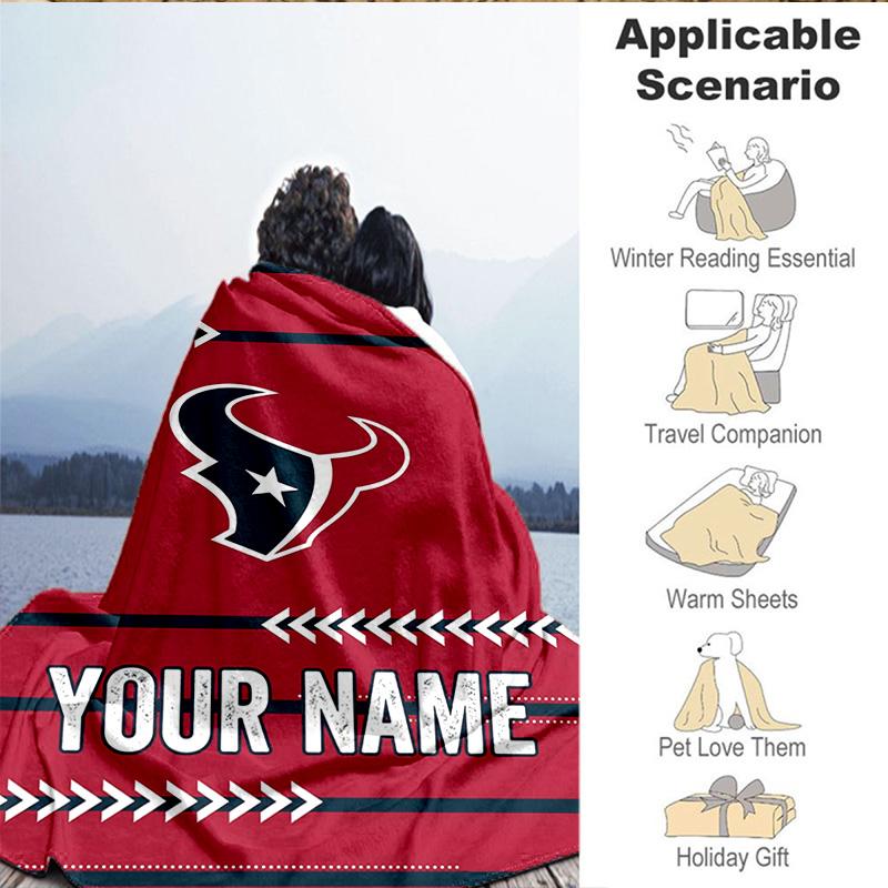 1PC Custom Name Blanket Houston-Texans Artwork Flannel blankets Patterns Throw Blanket All-Season Soft Gift for Couch, Bed, Camping, Birthday gifts