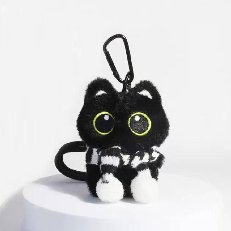 Punk Rock Black Cat Plush Toy With Guitar And Scarf For Teen Gift