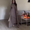 European & American Autumn/Winter High Neck Casual Loose Solid Color Slimming Shawl Dress