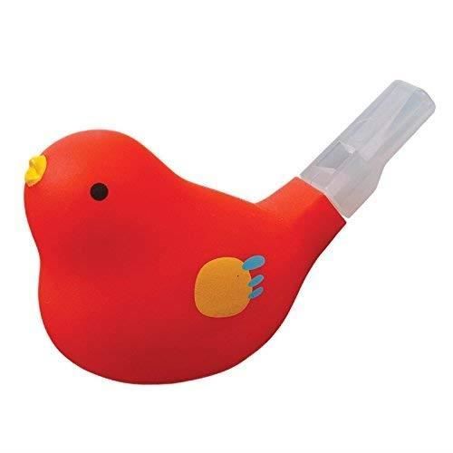 Jouet de bain - Kikkerland - Oiseau siffleur - Fait des bulles - Émet des sons d'oiseaux - Rouge