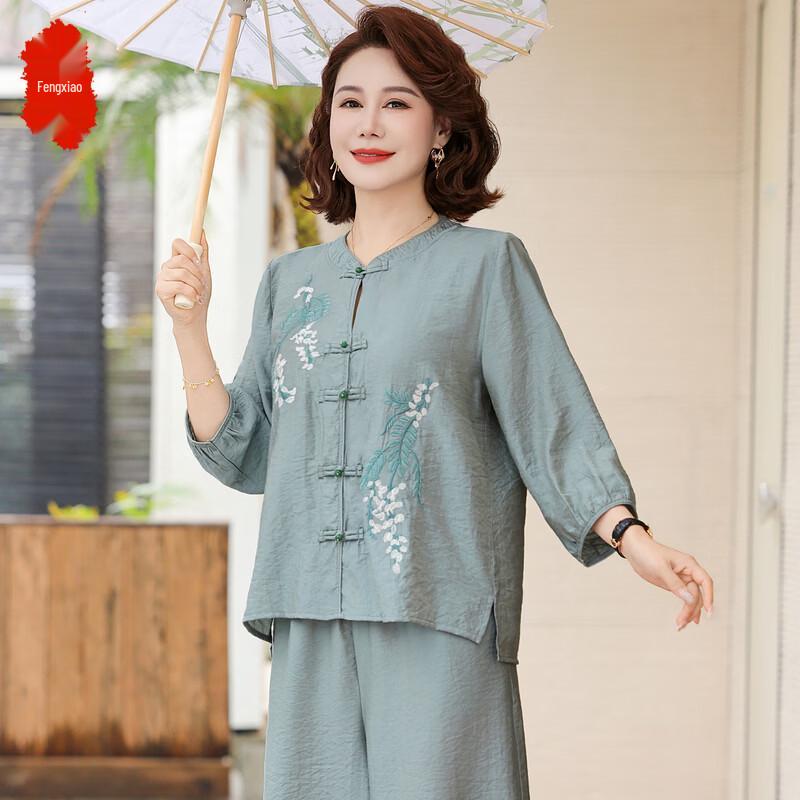

Chinese Style Mother s Summer Two-Piece Outfit 2XL
