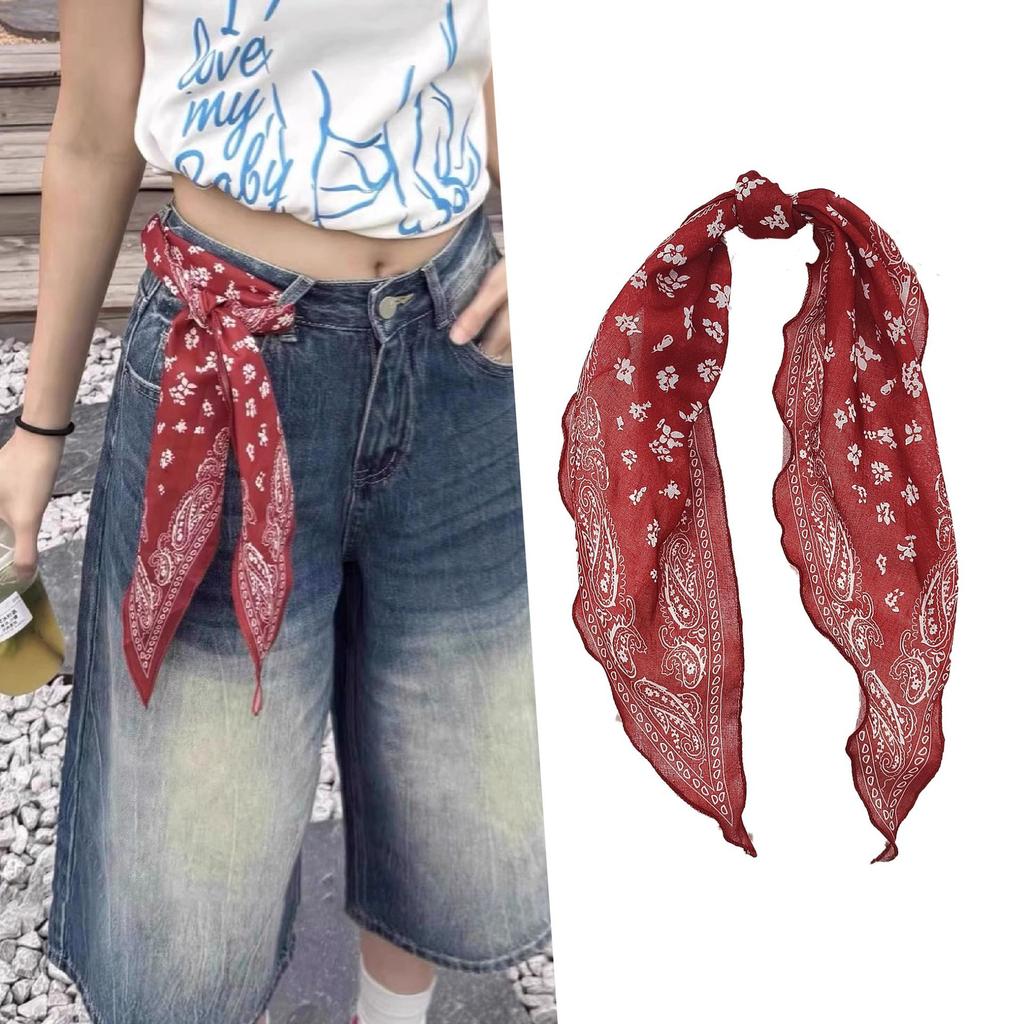 Coffee brown cashew flower triangle scarf silk scarf women's new small square scarf with shirt tie neck accessories neck accessories