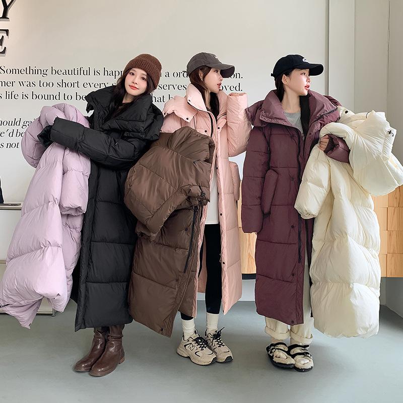 Down and Padded Jacket Women's 2025 Autumn/winter New Korean Version Plus-size Hooded Loose Pie Overcomes Long Padded Jacket