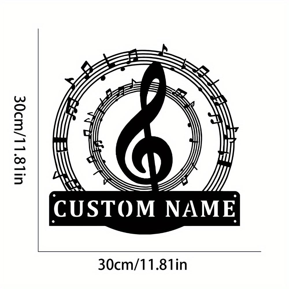 Musical Note Metal Sign Family Name Custom Silhouette Sturdy Wall Decor Home Garden Gift