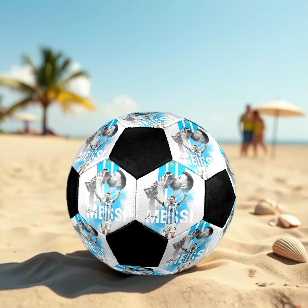 Pallone da Calcio Messi Colorato Per Tutte le Età Cucito a Macchina PVC Pronto per la Competizione Resistente Alto Rimbalzo.TAGLIA5