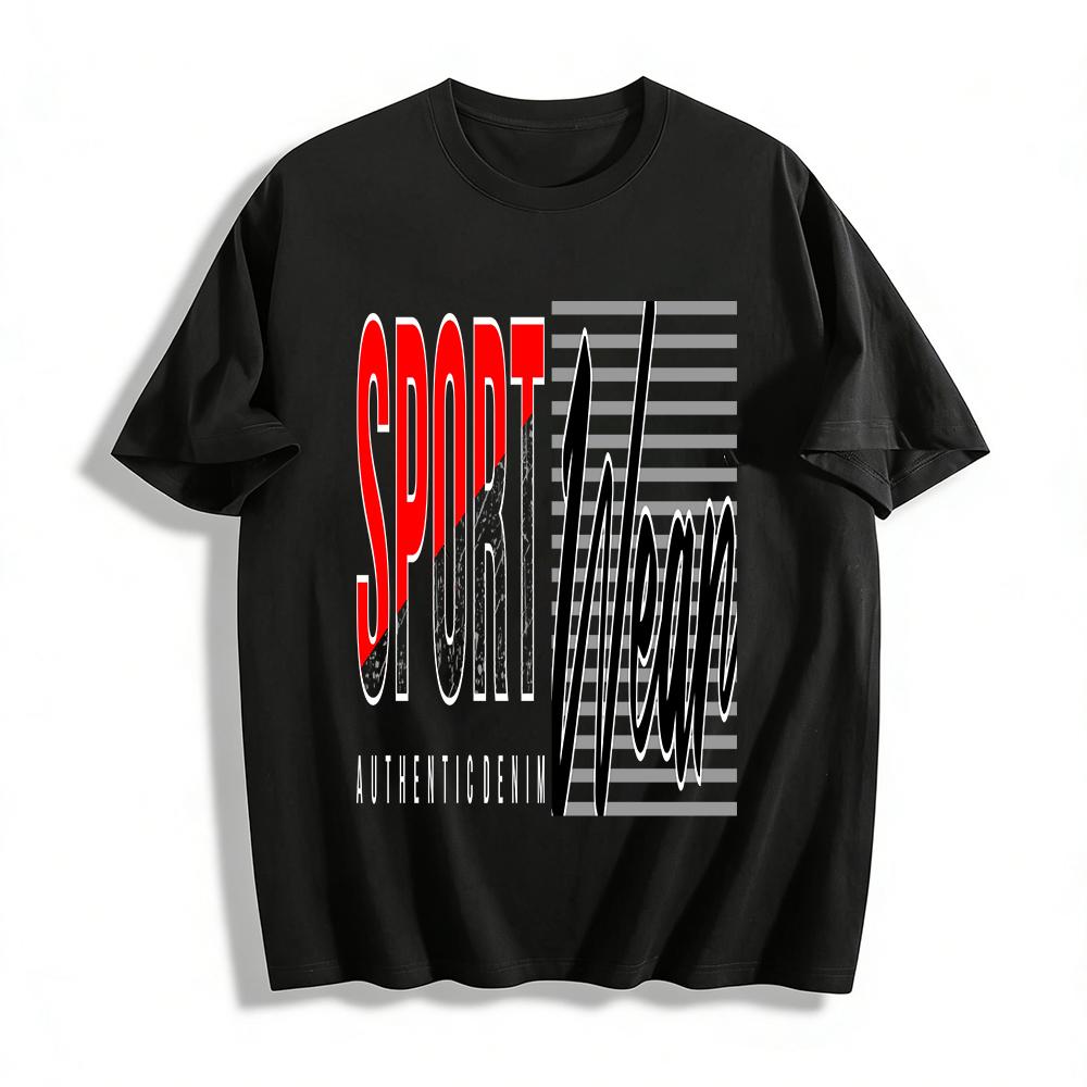 

Vintage Sporty Letter Print Casual Loose Fit Daily T-Shirt Pure cotton T-shirt XXS