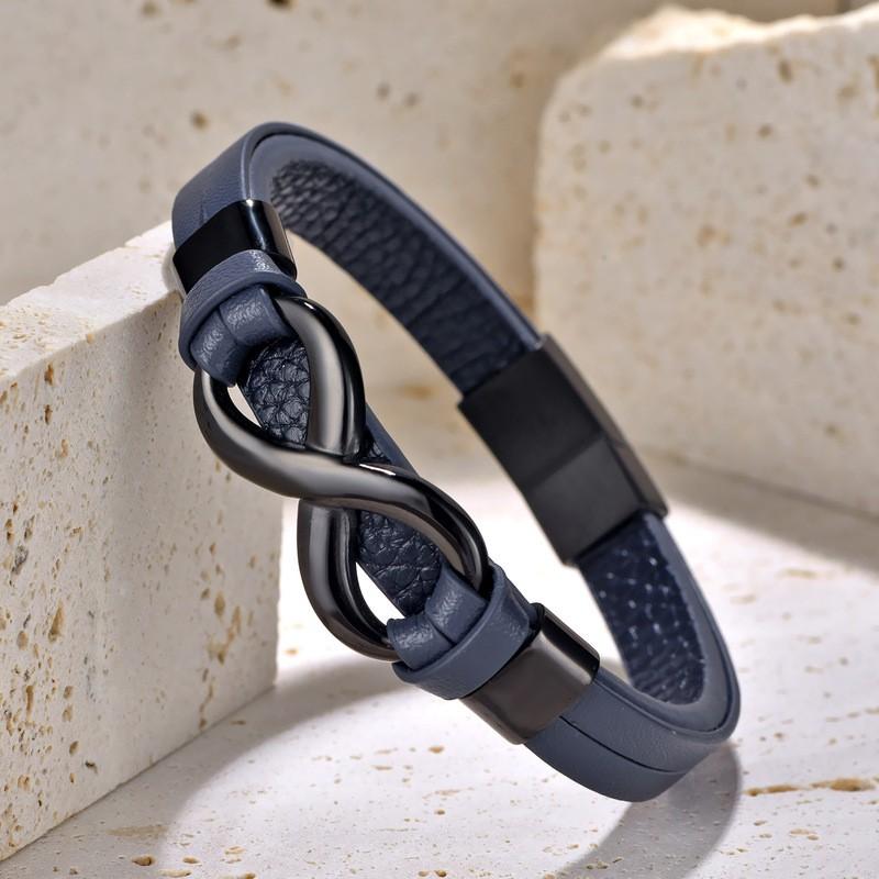 Stainless Steel Double Layer Punk Hip Hop Bracelet With Infinity Symbol Geometric Design Men