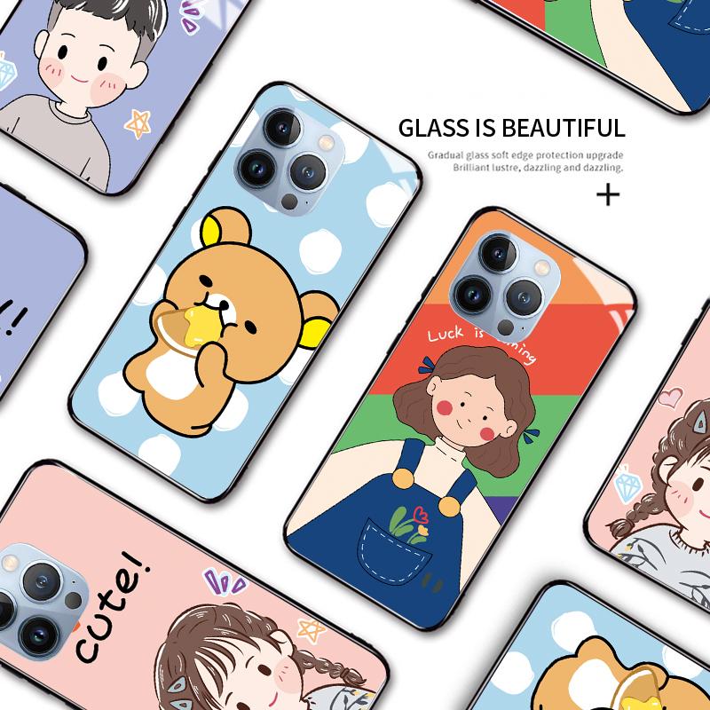 Tempered Glass Phone Case For Samsung A12 A16 A32 A53 S20FE S23 S25 Honor20 X6A 90Lite 9X Huawei Y9Prime2019 P30Lite Soft Edge Shockproof Smooth Shell