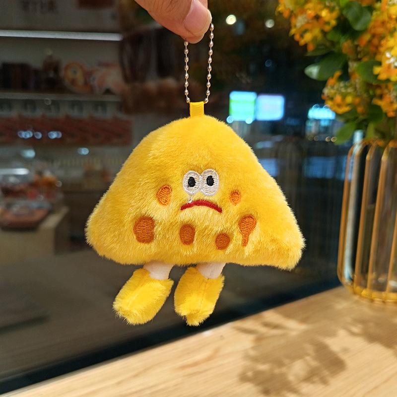 

Funny Cheese Plush Pendant Japanese Cute Food Expression Slice Toy Bag Hanging Decoration 10cm
