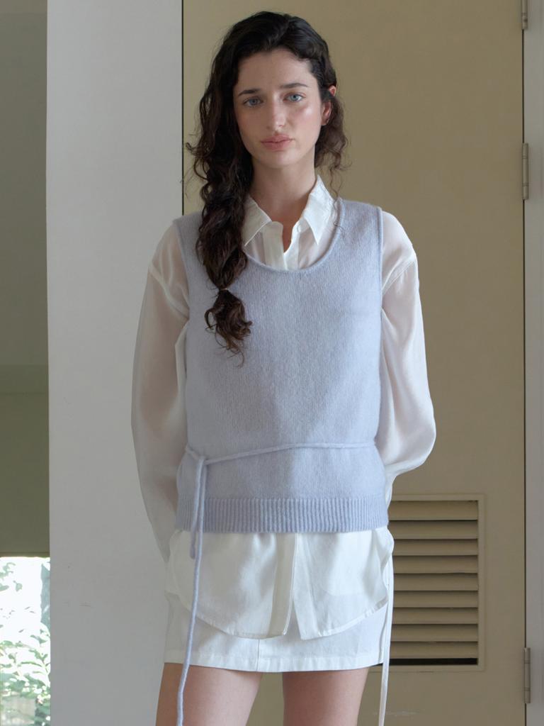 Elssibeui Cozy Mohair Knit Vest_Skyblue