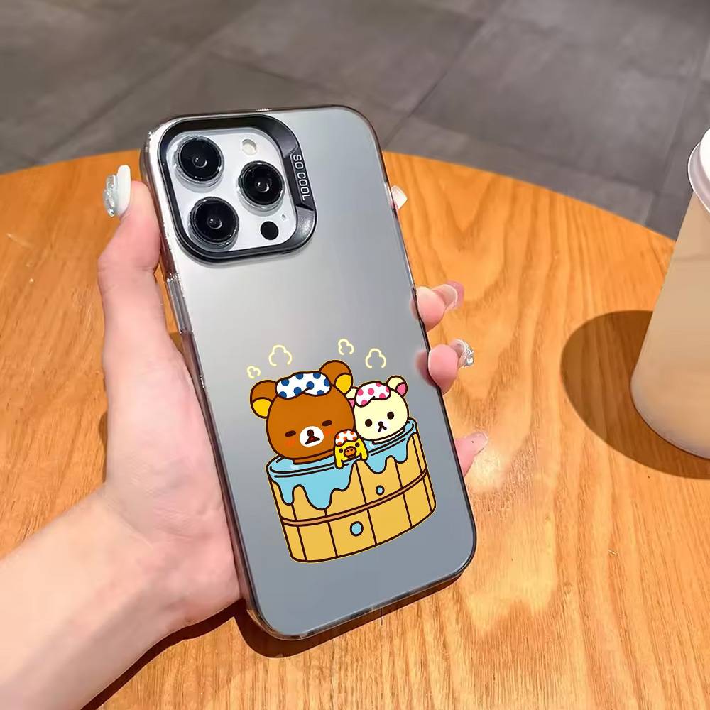 R-Relax K-kuma-A R-R-Rilakkuma Phone Case For iPhone17,16,15,14,13,12,11 Plus,Pro Max Black Candy silver phone case iPhone15pro